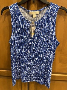 NWT Womens Michael Kors Sleeveless Royal Blue Blouse Shirt Top Med MSRP $78 New - Picture 1 of 5