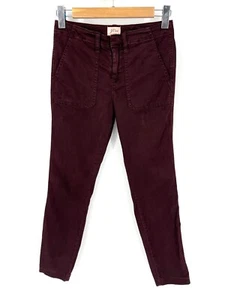 J. Crew Pants Womens Size 27 Skinny Cargo Burgundy Red Cotton Stretch B8708 - Picture 1 of 13