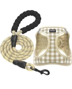 Matilor Dog Harness Step-in Vest Leash Breathable Puppy Cat Dog Plaid Large  - Picture 1 of 15