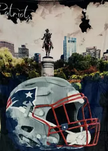 New England Patriots Skyline Plush Blanket Queen Size 72x48 Northwest Rise - Picture 1 of 4