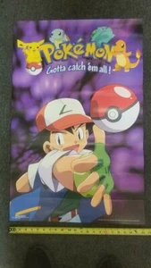 "Pokémon ""Muss sie alle fangen!" Poster Asche Pikachu 22,38"" x 34""1999 Vintage Neu - Bild 1 von 4