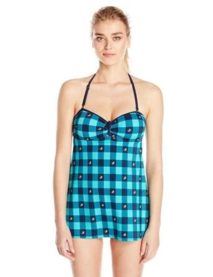 NUEVO CON ETIQUETAS Tommy Hilfiger Azul Señuelo Vestido de Baño a Cuadros Atado Trasero Traje de Baño de Una Pieza Talla 8 Foto 1 de 3