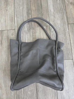 NEIMAN MARCUS Dark Gray Faux Pebbled Vegan Leather Shoulder Tote Bag Purse. Y2K Foto 1 de 4