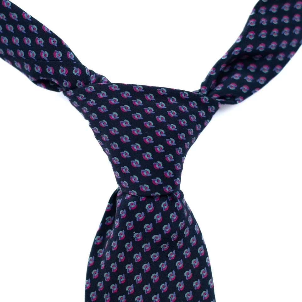 Corbata de Seda Neiman Marcus Azul Turquesa Rosa Patrón Abstracto Larga Estrecha Italia Foto 1 de 3