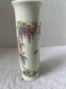 "Florero pequeño floral Takahashi vintage glicinia San Fran 6,5"" hecho en Japón Estate" - Imagen 1 de 7