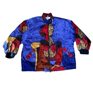 Vintage 80s/90s Maggie Lawrence All Over Print Bomber Jacket / Picasso Style  - Picture 1 of 6