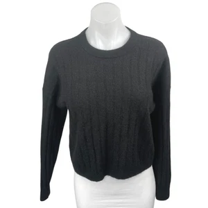 Naadam Damen Schwarz 100% Kaschmir Rippstrick Langarm Pullover Oberteil Gr. L - Bild 1 von 4