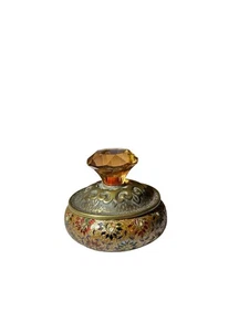 Vintage runder ungewöhnlicher Handspiegel mit großem Kunststeingriff Glasausschnitt Metall RAR - Bild 1 von 7