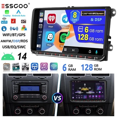 9"  Android 14 Autoradio CarPlay GPS Navi für VW Touran Golf 5 6 Passat DSP 128G - Bild 1 von 4