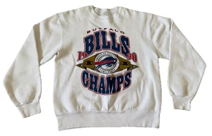 Felpa bianca vintage Buffalo Bills 1990 AFC Champions Starter uomo grande RARA - Foto 1 di 10