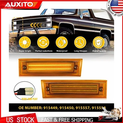 LED Front Side Marker Light For GMC C1500 C2500 C3500 K1500 Pickup 1981-1986 2x - Image 1 of 4