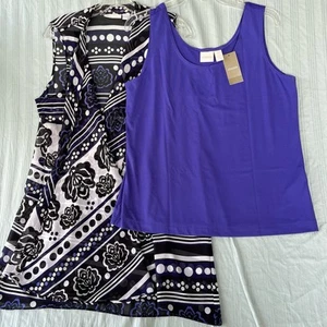 Chico's Strickjacke Tank Set transparente Strickjacke Gr. 2 Tank klassisch Neu mit Etikett - Bild 1 von 14