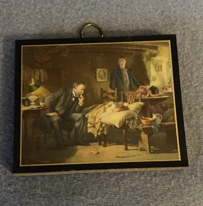 Der Arzt Sir Samuel Luke Fildes Druck Bild Wandbild Kind Hausbesuch Mini - Bild 1 von 4