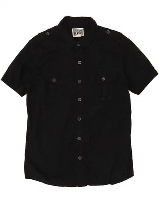Camisa militar CONVERSE para hombre manga corta mediana negra algodón DS17 Foto 1 de 3