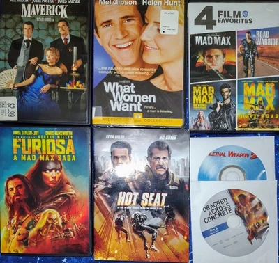 Mel Gibson 10 Blu ray DVD Lot Road Warrior Maverick Hot Seat What Women Want Etc - Image 1 of 4