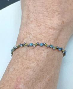 Vintage Sorrelli Tennis Armband Strass Messing bunt geometrisch signiert 7" - Bild 1 von 12