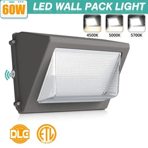 60W LED Wall Pack Light 4.5-5.7K Dusk to Dawn Photocell Commercial Security Lamp - Picture 1 of 13