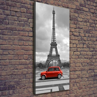 Leinwand-Bild Kunstdruck Hochformat 50x125 Bilder Eiffelturm Auto - Bild 1 von 4