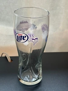 Vintage Minnesota Vikings Clear Glass shots whiskey Logo Mascot Miller Lite - Picture 1 of 7