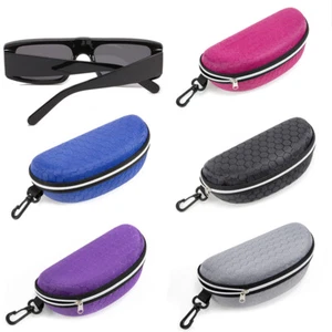 Portable Eye Glasses Case Fashion Sunglasses Protector Box Belt Clip Hard Zipper - Picture 1 of 15