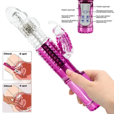 Rabbit Clitoris Vibrator Dildo Thrusting Rotating Massager Sex Toys for Women - Image 1 of 4