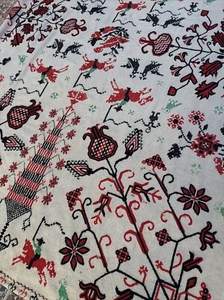 Antique 1940s Folk Art Mexican Otomi Indians Hand Stitch Native American Cowboys - Picture 1 of 12