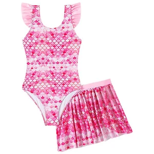 Girls Costume Swimming Bathing Suit Open Back Swimsuit High Elastic Bodysuit - Picture 1 of 17