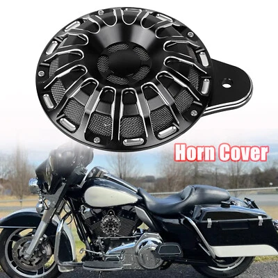 Black Cut Horn Speaker Cover For Harley Sportster 883 Street Glide Softail FXST - Изображение 1 из 4