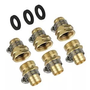 New 3 Pack Garden Brass Mender End Repair Kit Hose 3/4" Male Female Connector - Picture 1 of 8
