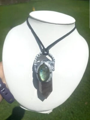 大量 壮观 天然拉长石吊坠 项链 巨大 工匠 手工制作 — 第 1/4 张图片