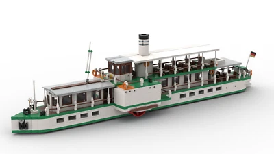 BRICKS-ON-RAILS Instrucciones PDF barco de vapor sajón barco único MOC construcción de piedras LEGO©