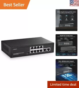 10-Port Gigabit PoE+ Switch mit 120W Ausgang - nahtloses Plug & Play Netzwerk - Bild 1 von 9