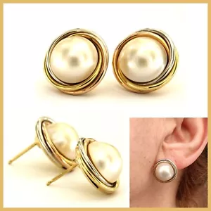 Orecchini in ORO Giallo Rosa Bianco 18 kt 750 e con PERLE Perla Mabe da Donna - Imagen 1 de 7