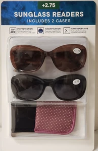 Eyewear 2 pk 400 UV Protect Bifocal Sunglass Pool Beach Readers 2.75 New Box B - Picture 1 of 2