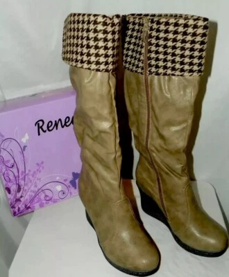 BOTAS CUÑA RENEEZE FASHION ANN-01 NUEVAS CON ETIQUETAS CAQUI TALLA 10 Foto 1 de 4