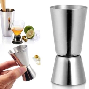 Steel Double Single Shot Measure Spirit Bar Cocktail Cup Drink .Nice G8S5 - Picture 1 of 12