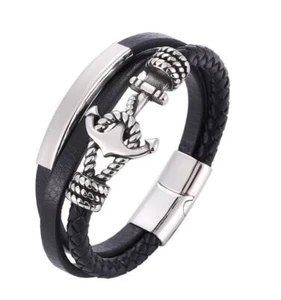 maritimes Armband , Anker , Lederarmband , Magnetverschluß , Edelstahl  , Nautik - Bild 1 von 4