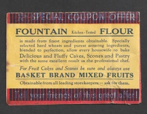 VINTAGE 30s BASKET BRAND MIXED FRUIT & FOUNTAIN FLOUR ADVERTISING COUPON RECIPES - Bild 1 von 4