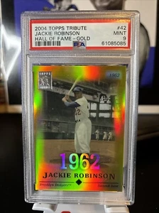 2004 Topps Tribute HOF Dodgers Jackie Robinson Gold #42 /62 Graded PSA 9 - Picture 1 of 3