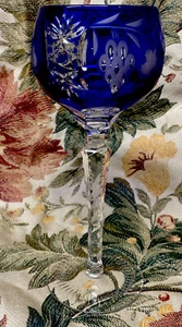 AJKA Marsala Cobalt Blue Wine Hock 8 1/4” Hungary Pristine - Picture 1 of 4