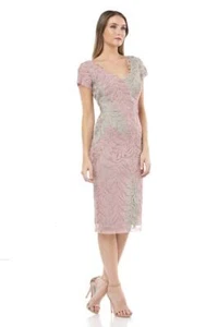 JS COLLECTIONS Pink Blush Grey Ginger Floral Leaf Soutache Embroidered Dress 2 - Picture 1 of 2
