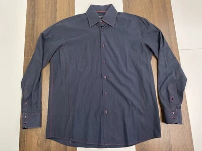Domani Blue Label Mens Size L 16.5 34/35 Navy Blue Button Shirt Long Sleeve - Image 1 of 4