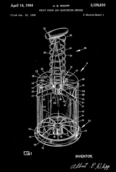 1964 - Fruit Corer - Cocina - A. E. Whipp - Póster artístico patente Foto 1 de 1