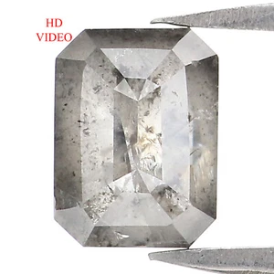 1.27 CT Natural Loose Emerald Shape Diamond 7.15 MM Salt And Pepper Diamond LC27 - Picture 1 of 8