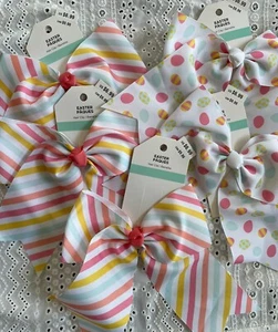 NWT Easter Bows, Set Of Five 5, Stripes, Egg Design, Clasp, New - Picture 1 of 3