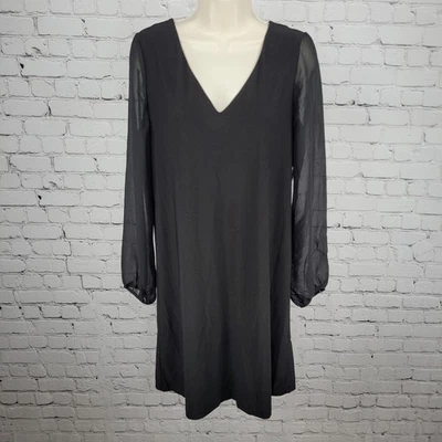 Nuevo con etiquetas Vestido Emma & Michele Negro Transparente Manga Larga Lazo Atrás Elástico Pequeño S Foto 1 de 4