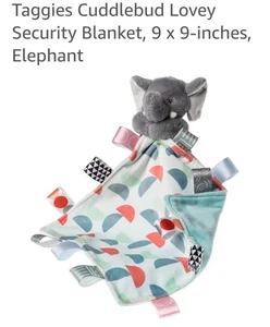 New NWT Taggies Mary Meyer Elephant Cuddlebud Blankie Lovey Security Blanket - Picture 1 of 3