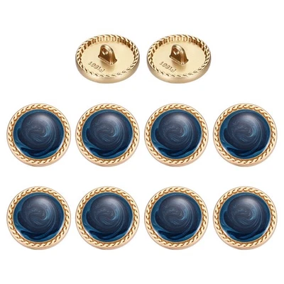 Botón de Costura Metal Vintage Dorado 20mm Redondo Metal, Paquete de 10 Azul Oscuro Foto 1 de 4