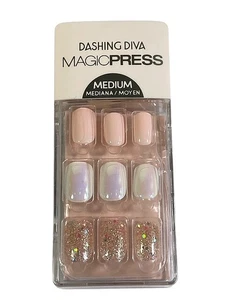 Dashing Diva Magic Press Nail Kit P011 Medium-Pearlized & Glitter 30 Nails NEW - Picture 1 of 6