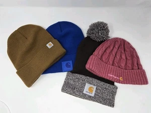Carhartt BEANIE PAKET MIT 4 MÜTZEN KAPPE BRAUN PINK BLAU HELLBRAUN UNISEX OS BOMMEL WINTER - Bild 1 von 17